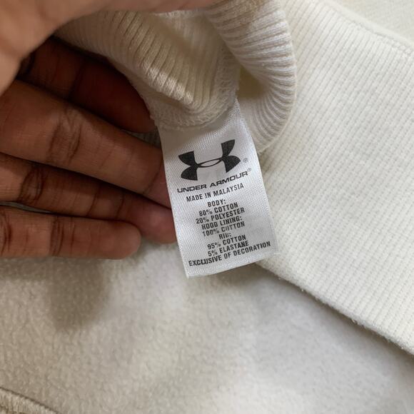 Under Armour Sweatshirt Mens L Large White Storm Charged Cotton ColdGear Hoodie - Picture 9 of 12